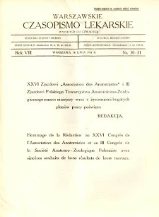 Warszawskie Czasopismo Lekarskie 1931 R.8 nr 30-31