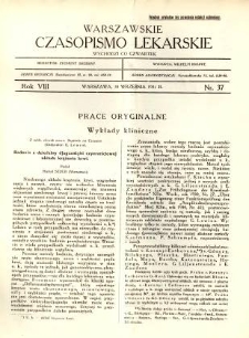 Warszawskie Czasopismo Lekarskie 1931 R.8 nr 37