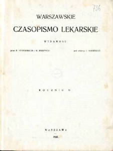 Warszawskie Czasopismo Lekarskie 1927 R.4 nr 1