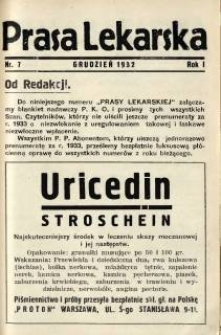 Prasa Lekarska 1932 R.1 nr 7