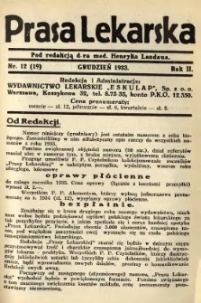 Prasa Lekarska 1933 R.2 nr 12