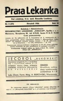 Prasa Lekarska 1934 R.3 nr 8