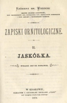 Zapiski ornitologiczne. 2, Jask&oacute;łka