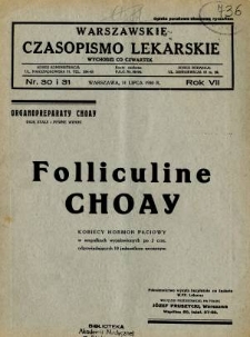 Warszawskie Czasopismo Lekarskie 1930 R.7 nr 30-31