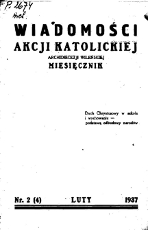Wiadomości Akcji Katolickiej Archidiecezji Wileńskiej 1937, R.2