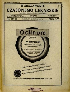 Warszawskie Czasopismo Lekarskie 1937 R.14 nr 29-30