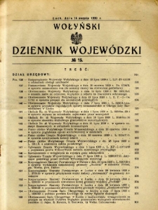 Wołyński Dziennik Wojewódzki 1930.08.14 R. 10 nr 15