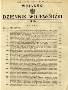 Wołyński Dziennik Wojew&oacute;dzki 1930.10.10 R. 10 nr 20