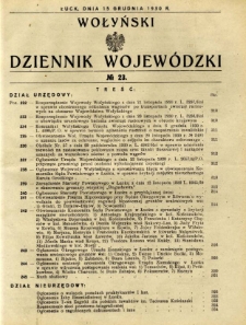 Wołyński Dziennik Wojew&oacute;dzki 1930.12.15 R. 10 nr 23