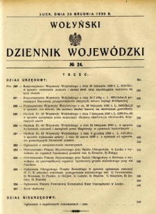 Wołyński Dziennik Wojew&oacute;dzki 1930.12.20 R. 10 nr 24