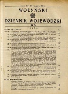Wołyński Dziennik Wojew&oacute;dzki 1929.08.24 R.9 nr 11