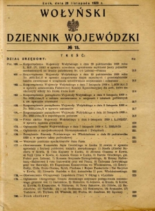 Wołyński Dziennik Wojew&oacute;dzki 1929.11.28 R.9 nr 15