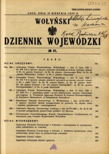 Wołyński Dziennik Wojew&oacute;dzki 1936.08.10 R.16 nr 21