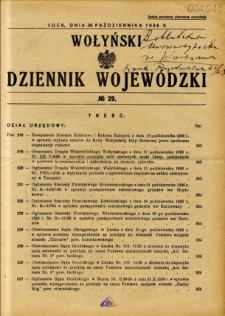 Wołyński Dziennik Wojew&oacute;dzki 1936.10.30 R.16 nr 29