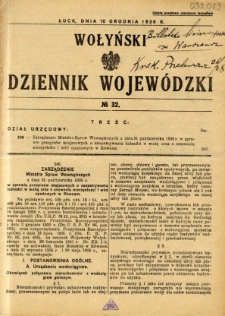 Wołyński Dziennik Wojew&oacute;dzki 1936.12.10 R.16 nr 32