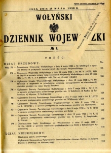 Wołyński Dziennik Wojew&oacute;dzki 1938.05.24 R.18 nr 9