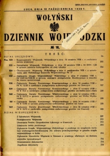 Wołyński Dziennik Wojew&oacute;dzki 1938.10.13 R.18 nr 18
