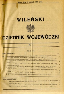 Wileński Dziennik Wojew&oacute;dzki 1934.01.18 nr 1
