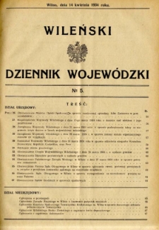 Wileński Dziennik Wojew&oacute;dzki 1934.04.14 nr 5