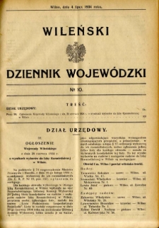 Wileński Dziennik Wojew&oacute;dzki 1934.07.04 nr 10