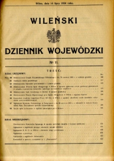 Wileński Dziennik Wojew&oacute;dzki 1934.07.14 nr 11