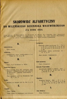 Skorowidz Alfabetyczny do Wileńskiego Dziennika Wojewódzkiego za rok 1934