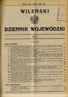 Wileński Dziennik Wojewódzki 1938.07.12 nr 7