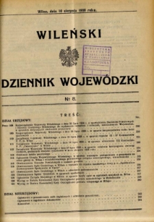 Wileński Dziennik Wojewódzki 1938.08.10 nr 8
