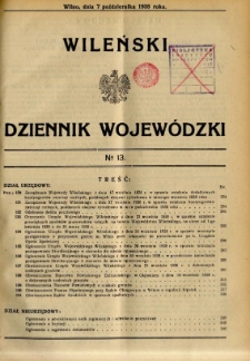 Wileński Dziennik Wojewódzki 1938.10.07 nr 13
