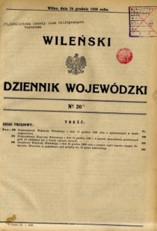 Wileński Dziennik Wojewódzki 1938.12.24 nr 20