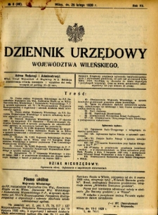 Dziennik Urzędowy Wojew&oacute;dztwa Wileńskiego 1928.02.29 R.7 nr 3