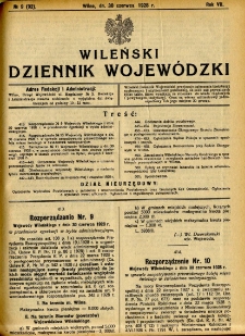 Dziennik Urzędowy Wojew&oacute;dztwa Wileńskiego 1928.06.30 R.7 nr 9