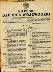 Dziennik Urzędowy Wojew&oacute;dztwa Wileńskiego 1928.10.15 R.7 nr 11