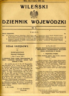 Wileński Dziennik Wojew&oacute;dzki 1930.03.03 nr 3