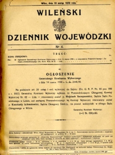 Wileński Dziennik Wojewódzki 1930.03.18 nr 4