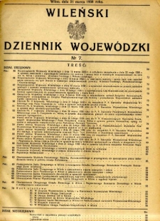 Wileński Dziennik Wojew&oacute;dzki 1930.03.31 nr 7