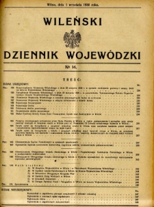 Wileński Dziennik Wojew&oacute;dzki 1930.09.01 nr 14