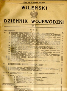 Wileński Dziennik Wojew&oacute;dzki 1929.04.20 R.8 nr 4