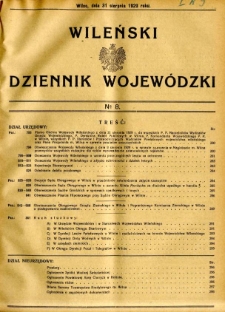 Wileński Dziennik Wojew&oacute;dzki 1929.08.31 R.8 nr 8