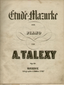 Étude-Mazurke pour Piano, Op. 19