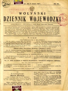 Dziennik Urzędowy Wojew&oacute;dztwa Wołyńskiego 1928.08.31 R.8 nr 9