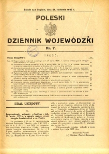 Poleski Dziennik Wojewódzki 1933.04.21 nr 7