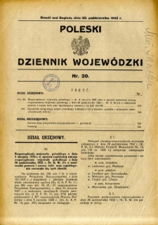 Poleski Dziennik Wojew&oacute;dzki 1933.10.25 nr 20
