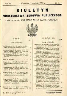 Biuletyn Ministerstwa Zdrowia Publicznego 1920 R.3 nr 5